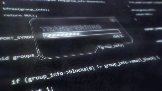 The computer code is displayed on the screen during data transmission
