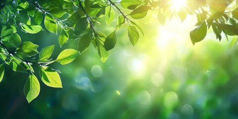 Tranquil Setting with Sunlit Green Foliage