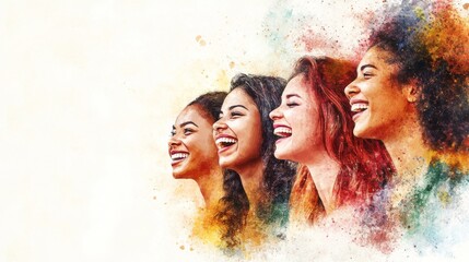 Women from various ethnic backgrounds, each expressing joy and warmth