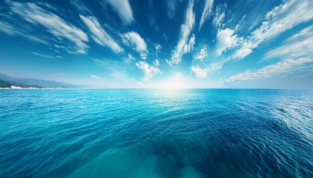 水中から透き通った海面越しに広がる青空