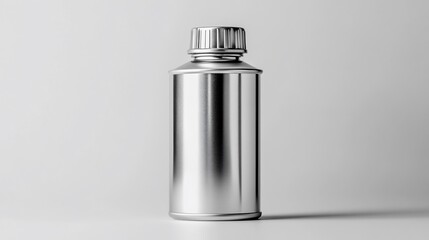 Chrome bottle mockup on light gray background