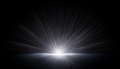 Abstract background. Minimal Black Spotlight BG. Gentle radiating glow effect. Single spotlight on black. Modern & focused.

