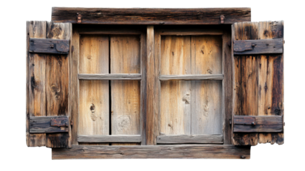 old rustic window frame isolated on white background