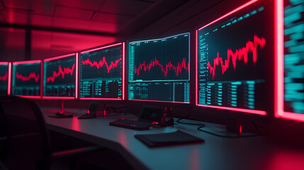 Market analysis event financial data visualizations office digital screens futuristic view