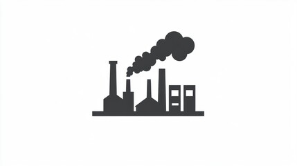Obraz premium Factory silhouette, smoke, industrial landscape, illustration