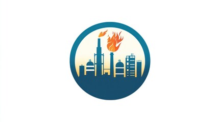 Obraz premium Industrial Plant Fire Scene Illustration