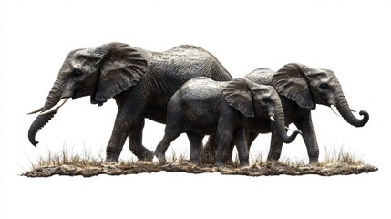 Obraz premium Generic Group Elephants Scene Through Savannah Walking