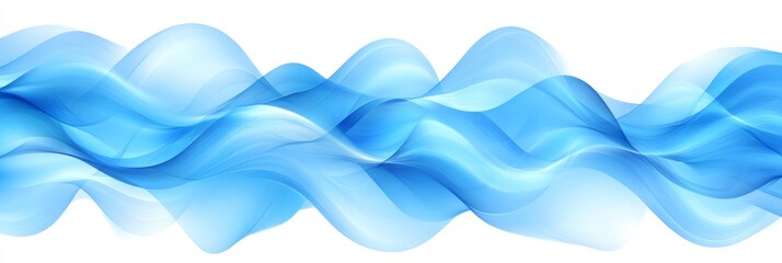 Fototapeta premium Abstract Blue Wavy Pattern with Drop Shadow, Flowing Graphic Design Element on White Background