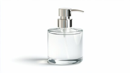 Obraz premium Clear Glass Soap Dispenser on White Background (1)