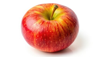 Stunning aerial shot of a Honeycrisp apple, against a stark white background; ideal for stock use.