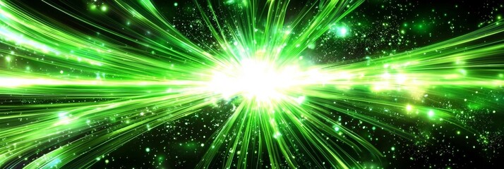 Obraz premium An explosion of green light forms an eye-catching abstract design.