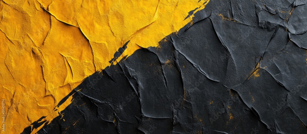 Fototapete abstract textured background featuring a diagonal split of deep black and vibrant yellow hues with a