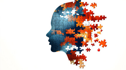 Obraz premium Creative puzzle portrait abstract art of a human profile modern setting