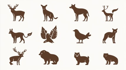 Obraz premium Animals Minimalist Animal View Tones Icons Brown Authentic