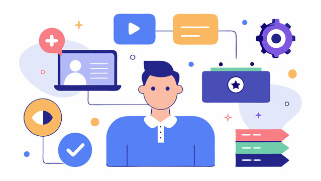 Userfriendly Interface An illustration of a modern userfriendly interface where a player easily navigates through AIgenerated coaching tips and tutorials with engaging icons