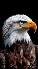 Obraz premium Majestic Bald Eagle Portrait, Dark Background