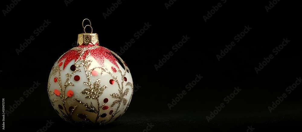 Aufkleber elegant red and gold christmas ornament with floral patterns positioned on the right against a smoot