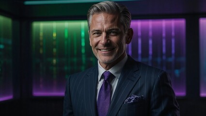 young businessman in front of a computer screen