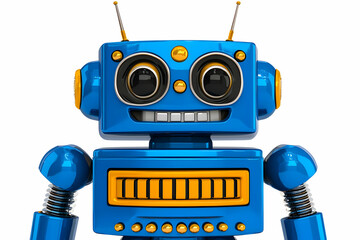 Fototapeta premium 3D Render Of A Cute Blue Retro Robot Illustration With Bright Colors