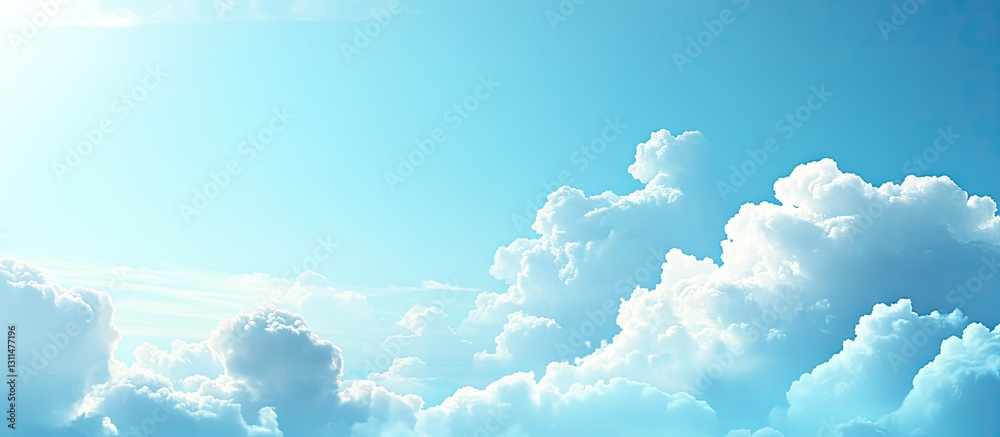 Aufkleber Serene blue sky with soft white clouds scattered across the top and midsection creating a tranquil and bright atmosphere ideal for backgrounds.