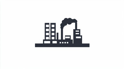 Naklejka premium Industrial complex silhouette, urban landscape, factory emission, stock photo