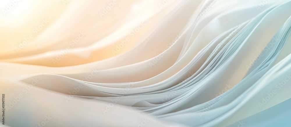 Poster soft flowing translucent fabric in light blues and whites creating a serene textured background with