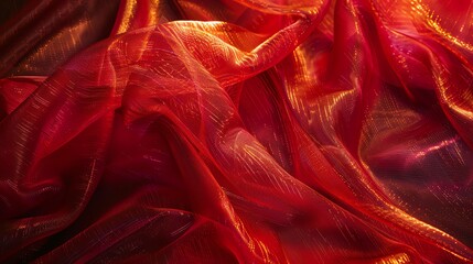 Red fabric with a shimmery, metallic thread.