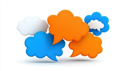 Fototapeta premium Colorful speech bubbles in various shapes, symbolizing communication, dialogue, and expression in a playful design.
