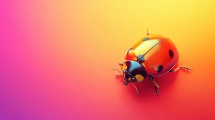 Fototapeta premium Beetle resting on a vibrant and colorful background with various hues and patterns