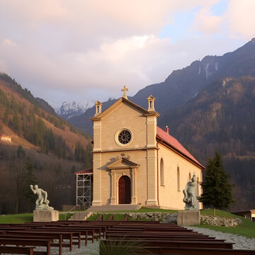 Santa Maria Maddalena; affresco in facciata della chiesetta in frazione Wold di Alagna (Valsesia)