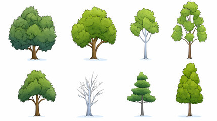 Pixel Art Tree Illustration Set Green Nature Cartoonized Plant Life