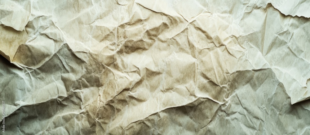 Aufkleber crinkled aged paper texture with subtle brown and beige tones, featuring deep wrinkles and folds pro