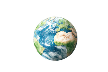 An artistic representation of Earth showcasing land and water.