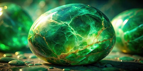 Abstract fantasy background: surreal green quartz marble texture, high resolution.