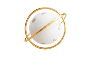 Artistic depiction of a planet surrounded by a golden ring.