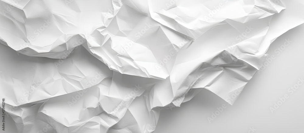 Poster crumpled white paper texture with smooth folds and wrinkles creating an abstract background with var