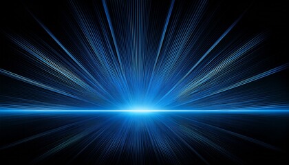 Fototapeta premium Sharp Black Blue Light Metal BG. Stark industrial background. Horizontal cool blue rays reflect on raised dark metallic surface. Edgy & tech backdrop.