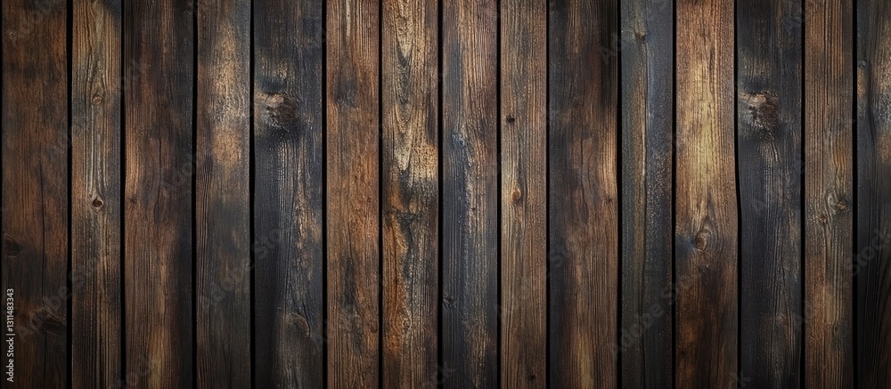 Poster rustic wooden plank texture background featuring varying shades of brown and black, ideal for design