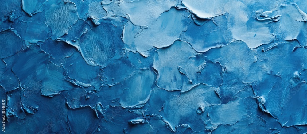 Poster blue textured wall background featuring various shades of blue with thick plaster-like strokes and a