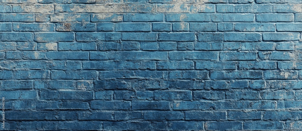 Poster blue brick wall texture with weathered appearance featuring deep blue hues and subtle gray highlight