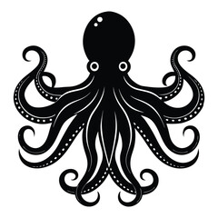 minimalistic silhouette of a octopus vector icon