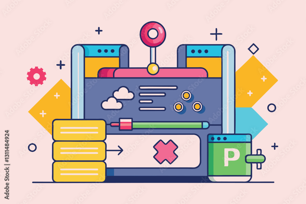Poster a colorful and modern design showcases a customizable interface for managing pull requests effective