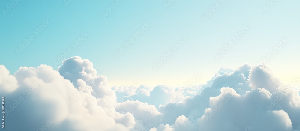 Fototapete soft white clouds scattered across a light blue sky creating a serene and tranquil atmosphere with g