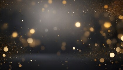Abstract background. Smoky Gray Golden Light Spots BG. Glowing mysterious ambiance. Soft golden light spots scattered on smoky gray backdrop. Ethereal & subtle