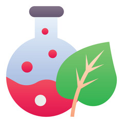 Gradient color icon, illustration for Experiment, research, chemical, test tube, leaf.