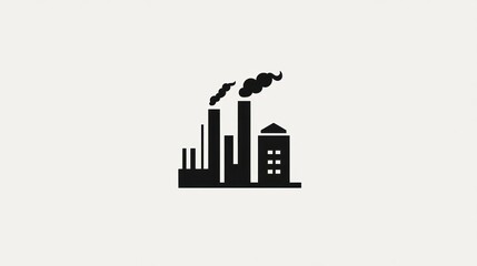 Obraz premium Industrial complex silhouette, factory, smoke, city, illustration, graphic design, background image, for use in presentation