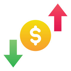 Gradient color icon, illustration for Economy crash, financial inflation.