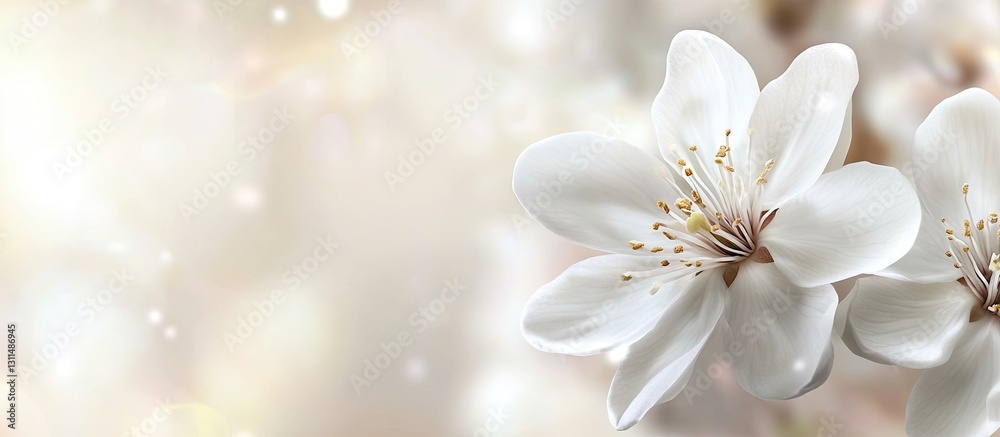 Leinwandbilder delicate white blossoms on the right with soft bokeh background creating a serene atmosphere perfect