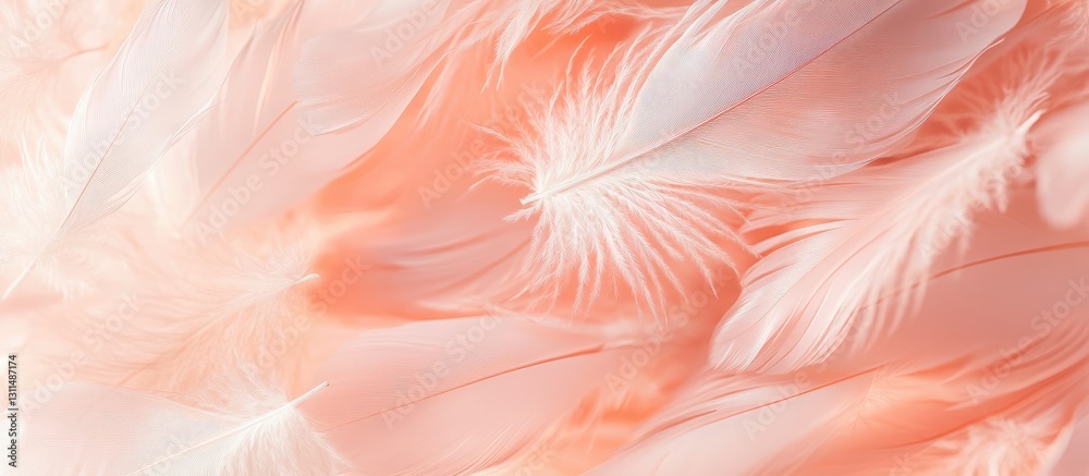 Aufkleber delicate pale peach and pink fluffy feather backdrop featuring long wispy feathers softly arranged c