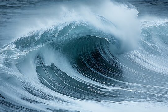 Powerful ocean wave crashing